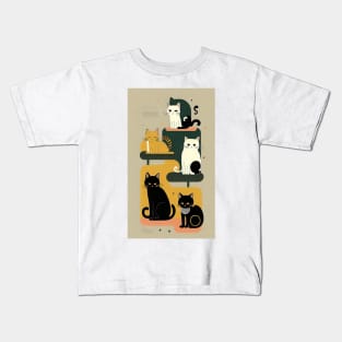 Abstract Catopia: A Whiskered Canvas of Feline Reverie Kids T-Shirt